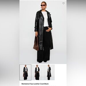 Princess Polly Black Faux Leather Trench Coat